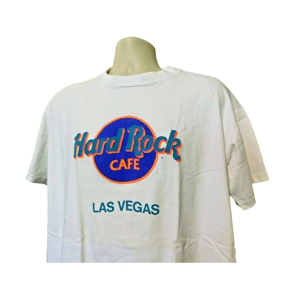 Hard Rock Cafe Las Vegas T-Shirt XL White Vintage 1990s Short Sleeve Cotton - Picture 2 of 5